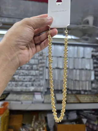 কপার গোল্ড বিড ক্লাস্টার রোপ চেইন নেকলেস - ছোট ছবি 5