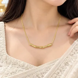 কপার কার্ভড বার লং চেইন নেকলেস - ছোট ছবি 2