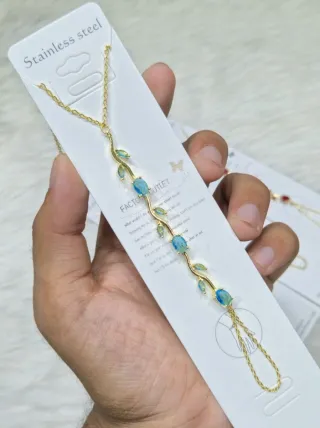 কপার লিফ ভাইন নেকলেস ফিঙ্গার চেইনসহ - ছোট ছবি 3