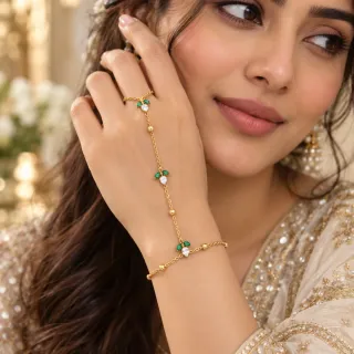 আংটিসহ মিনি টিউলিপ আলিবান হ্যান্ড চেইন ব্রেসলেট - ছোট ছবি 7