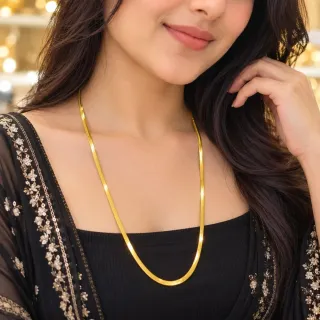 ফ্ল্যাট স্নেক ব্লেড চেইন নেকলেস, ৬৫ সেমি স্টেইনলেস স্টিল - ছোট ছবি 2
