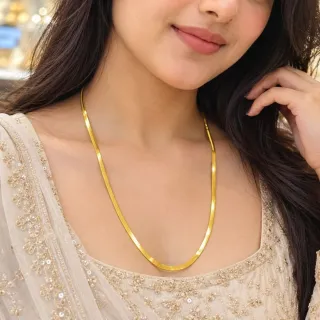 ফ্ল্যাট স্নেক ব্লেড চেইন নেকলেস, ৬৫ সেমি স্টেইনলেস স্টিল - ছোট ছবি 3