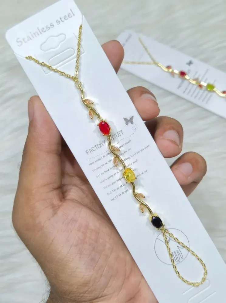 রঙিন পাথরের টিউলিপ আলিবান হ্যান্ড চেইন - মিশ্র