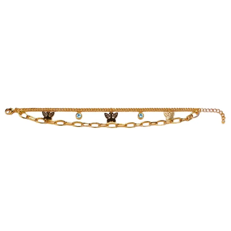 Gold-Tone Butterfly Charm Chain Bracelet