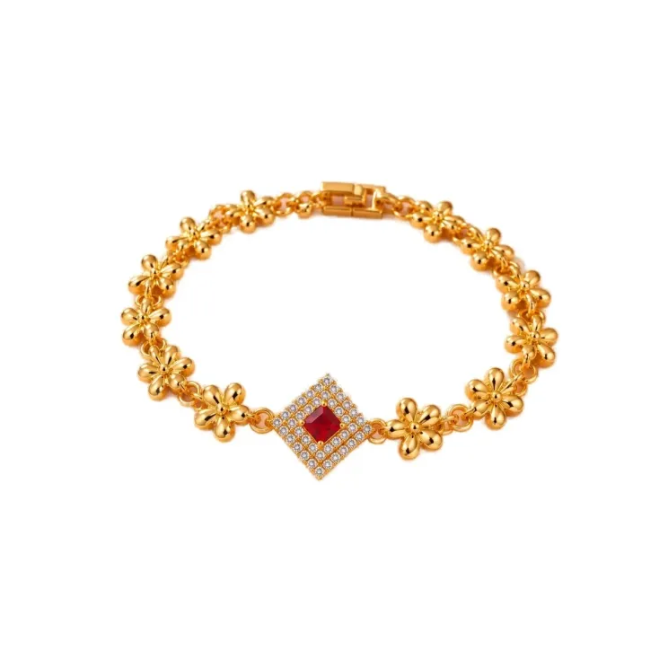 Ruby Flower Link Bracelet