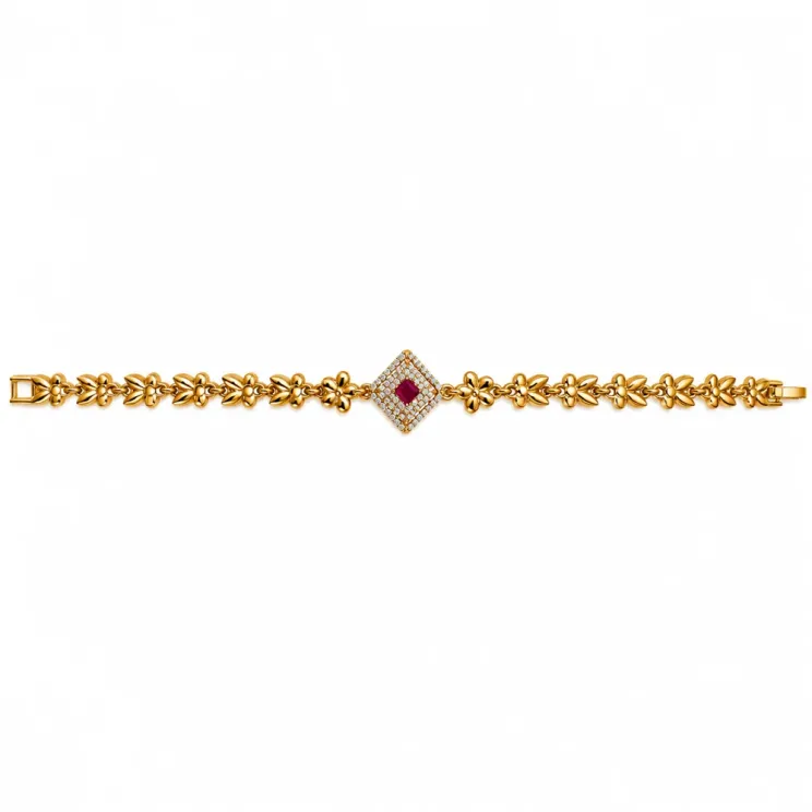Ruby Flower Link Bracelet