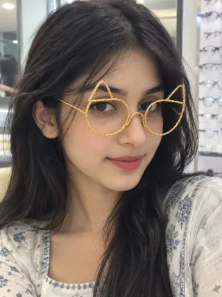 প্যাঁচানো তারের কপার ক্যাট ইয়ার রাউন্ড ফ্রেম ফেসলেট - ছোট ছবি 3