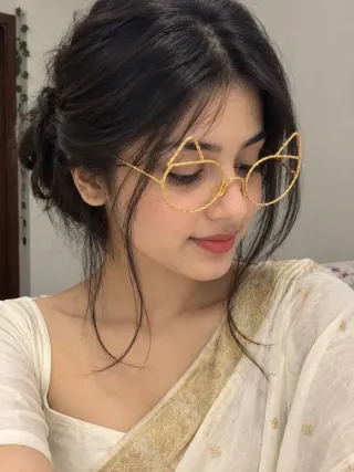 প্যাঁচানো তারের কপার ক্যাট ইয়ার রাউন্ড ফ্রেম ফেসলেট - ছোট ছবি 4