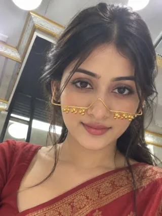 সোনালি পুঁতির ঝুলন সহ কপারের ঝুমকা স্টাইল ফেসলেট - ছোট ছবি 1