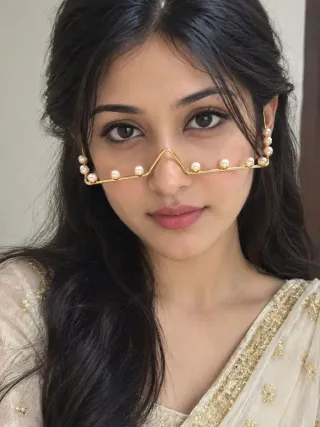 সরু তারের ফ্রেম সহ কপারের পার্ল-লুক ফেসলেট - ছোট ছবি 1