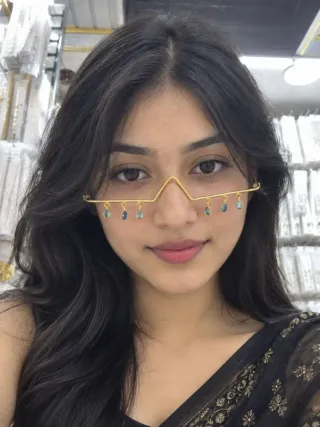 ঝুলন্ত টিয়ারড্রপ স্টোন সহ কপারের জিগজ্যাগ ফেসলেট - ছোট ছবি 5